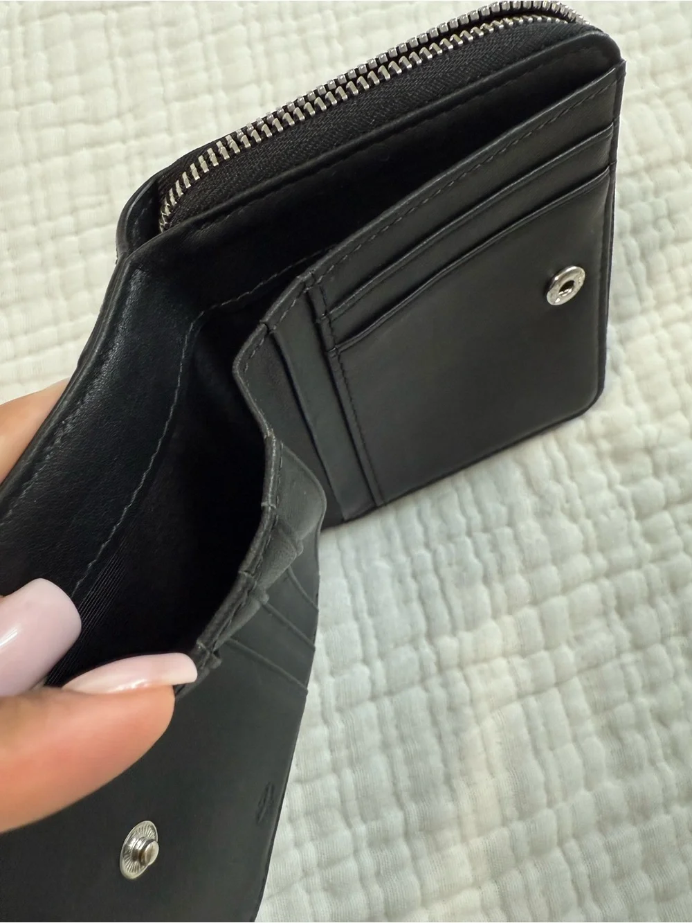MCM White and Black Logo Zip Wallet